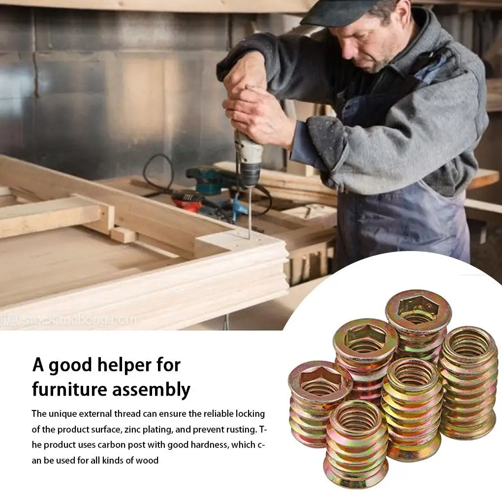 

20 PCSThreaded Inserts Nuts, Wood Insert Assortment Tool Kit, M6/M8 Furniture Screw Inserts Bolt Fastener