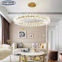 new nordic crystal chandelier round bedroom lighting living room led chandelier kitchen ceiling chandelier home decoration lamp
