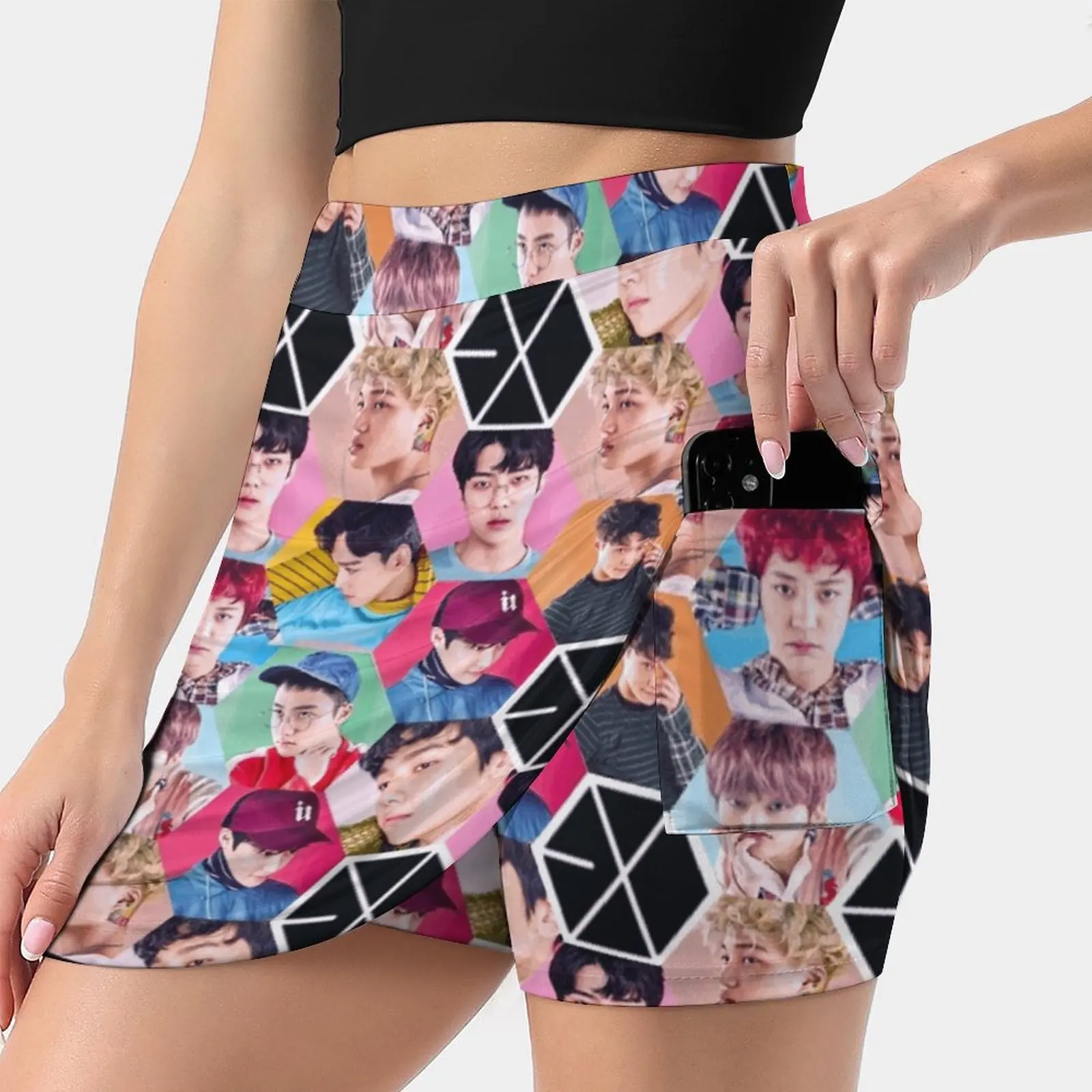

Женская Спортивная юбка для тенниса, гольфа, танцев, фитнеса, бега, йоги, юбки Luckyou Kpop Sm Chanyeol Xiumin Kai Chen Sehun Baekhyun Do