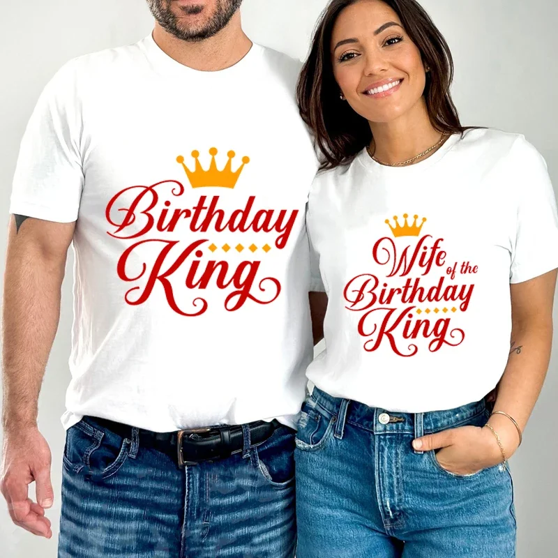Футболка cc с король и жена на день рождения модная свободная футболка короной для