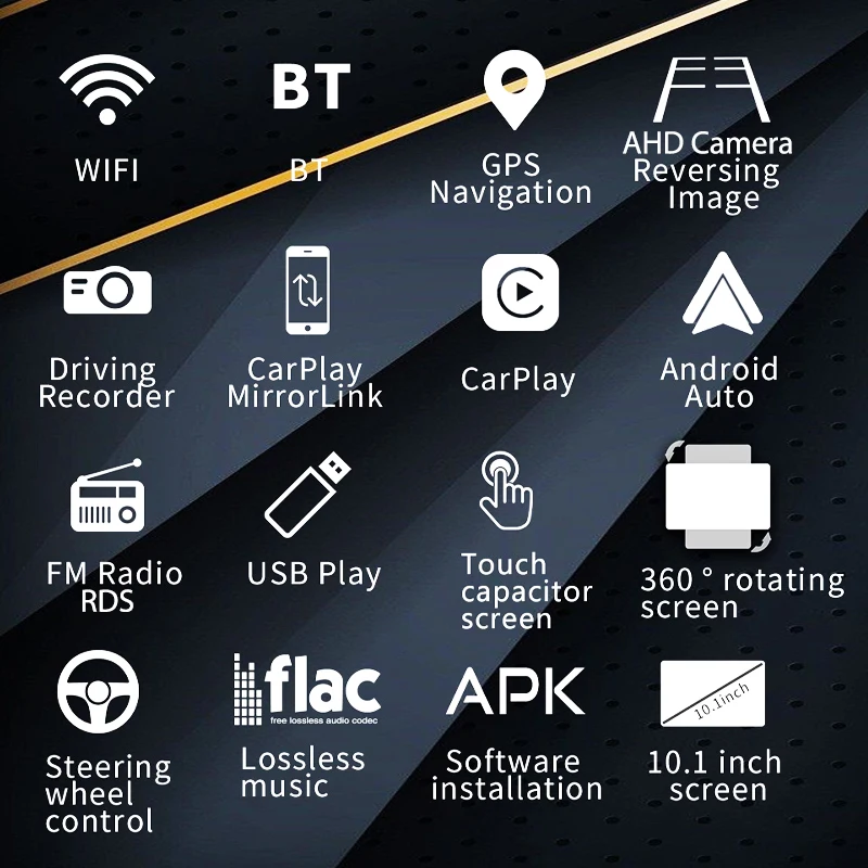 Мультимедийное автомобильное радио Andorid 1 Din беспроводной Carplay Android-автомат Bluetooth