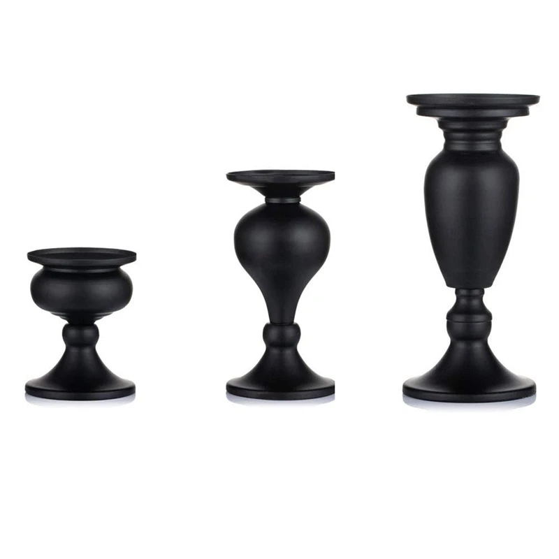 

Matte Black Candle Holders For Cone Candles Retro Iron Candlestick Holder For Fireplace Wedding Candlelight Dinner Decor