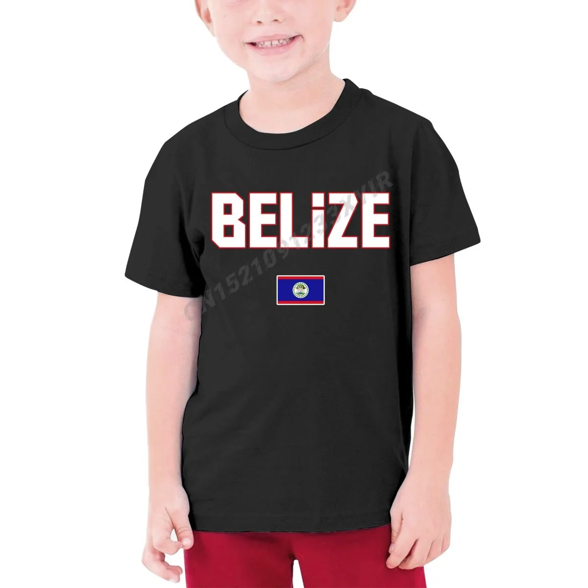 

Детская футболка с белизским флагом, Детская футболка из 100% хлопка, Молодежная Футболка с круглым вырезом и коротким рукавом, одежда для дев...