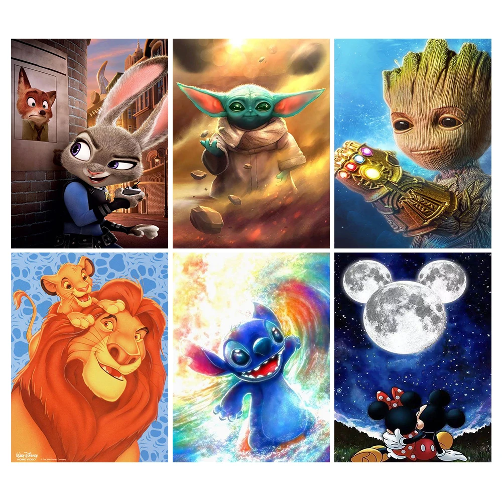 

Disney Diamond Painting Cross Stitch Pattern 5D Diamond Embroidery Cartoon Mickey Mouse Winnie the Pooh Lion King Home Decor Art