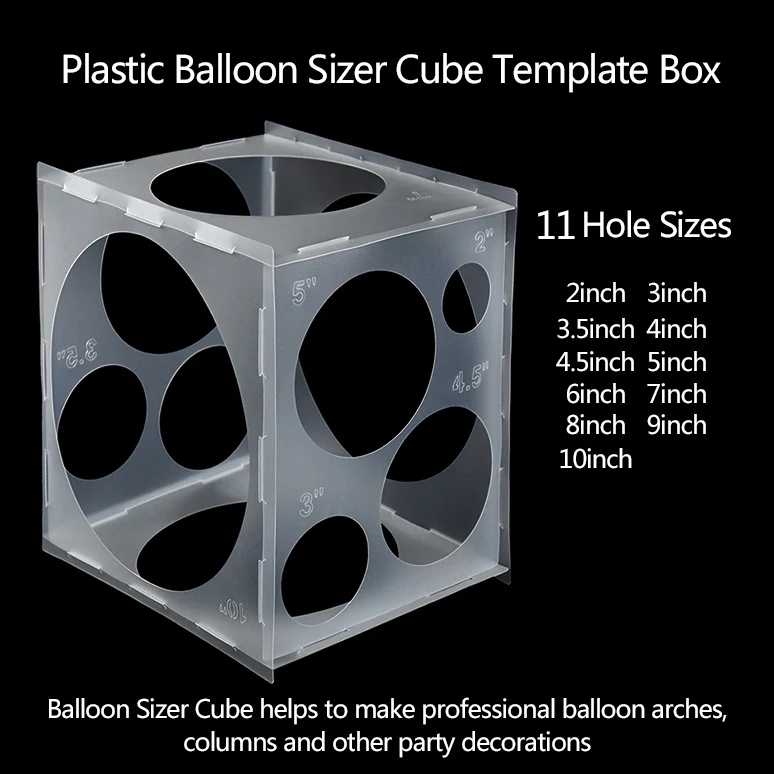 

11 Holes Plastic Balloon Sizer Cube Measuring Box Tool For Party Balloon Accessories Birthday Wedding Arch Garland Decorations