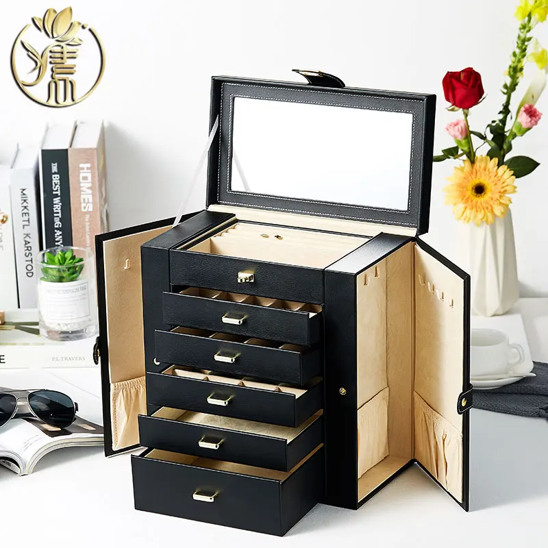 Multi Layer Jewelry Box Storage Organizer Case Large Capacity Earrings Ring Korean Watch Box Jewelry Storage Organizer Ornament