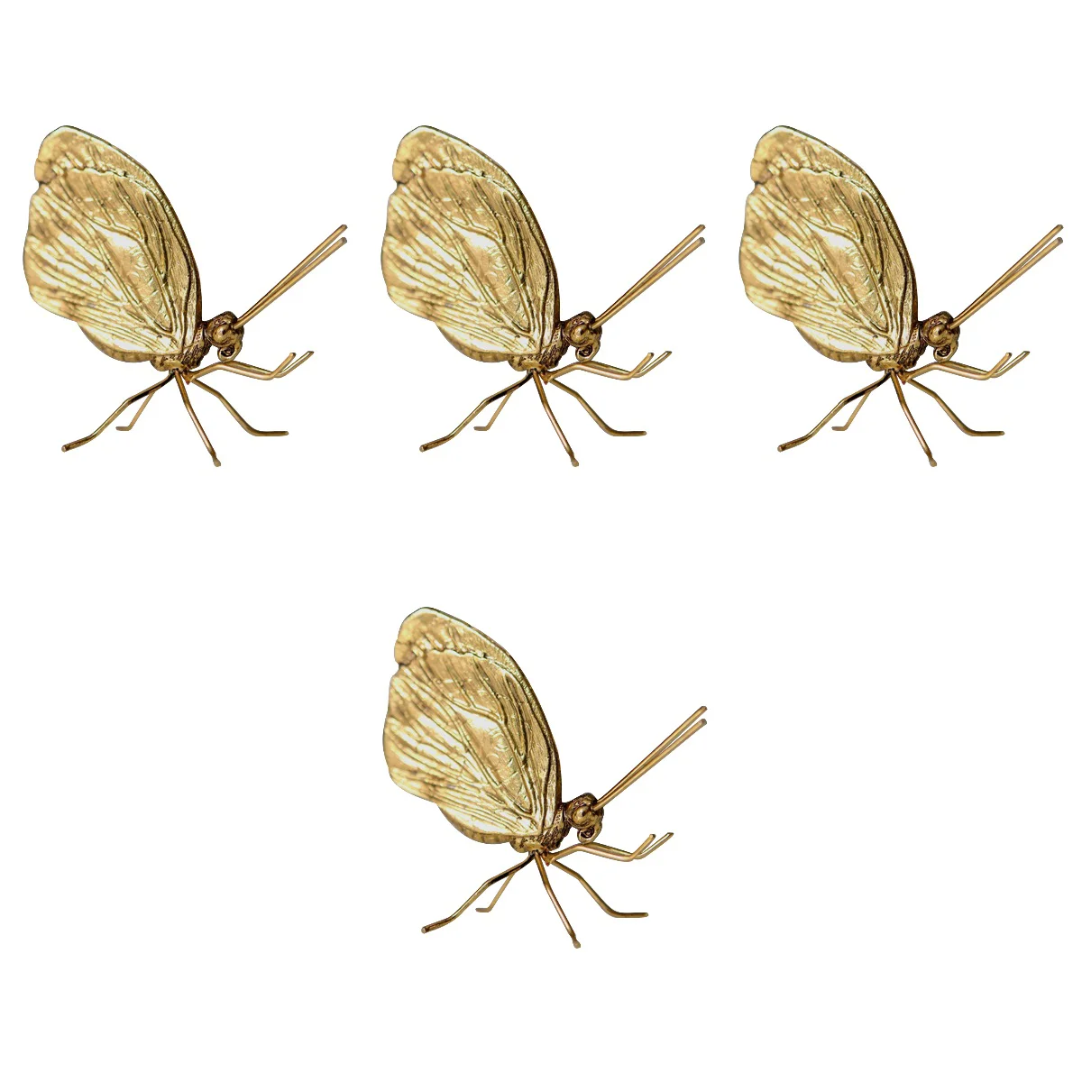 

4 PCS Golden Butterfly Sculpture Animal Decor Cabinet Brass Statue Small Desktop Nordic Craft Figurine Decoration Statues