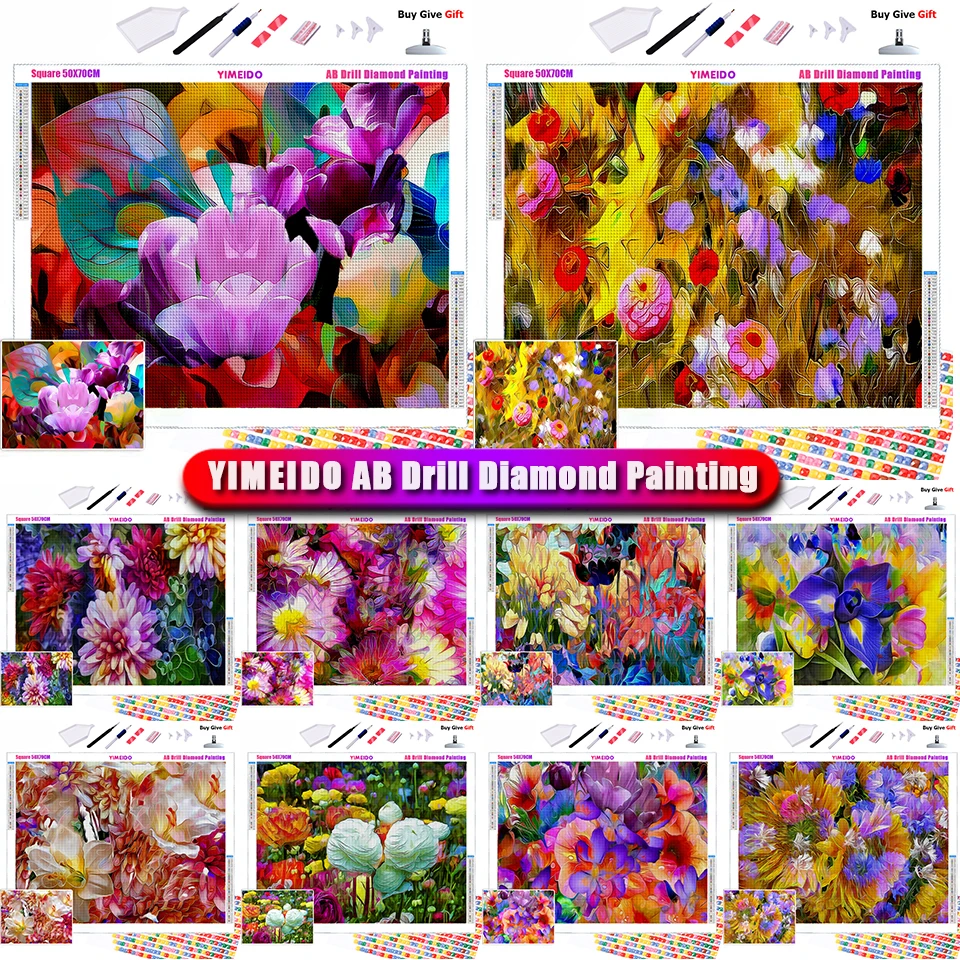 

YIMEIDO 5D AB Diamond Painting flowers Cross Stitch Kit Full Drill Square diamond Embroidery Mosaic Art Picture of Rhinestones