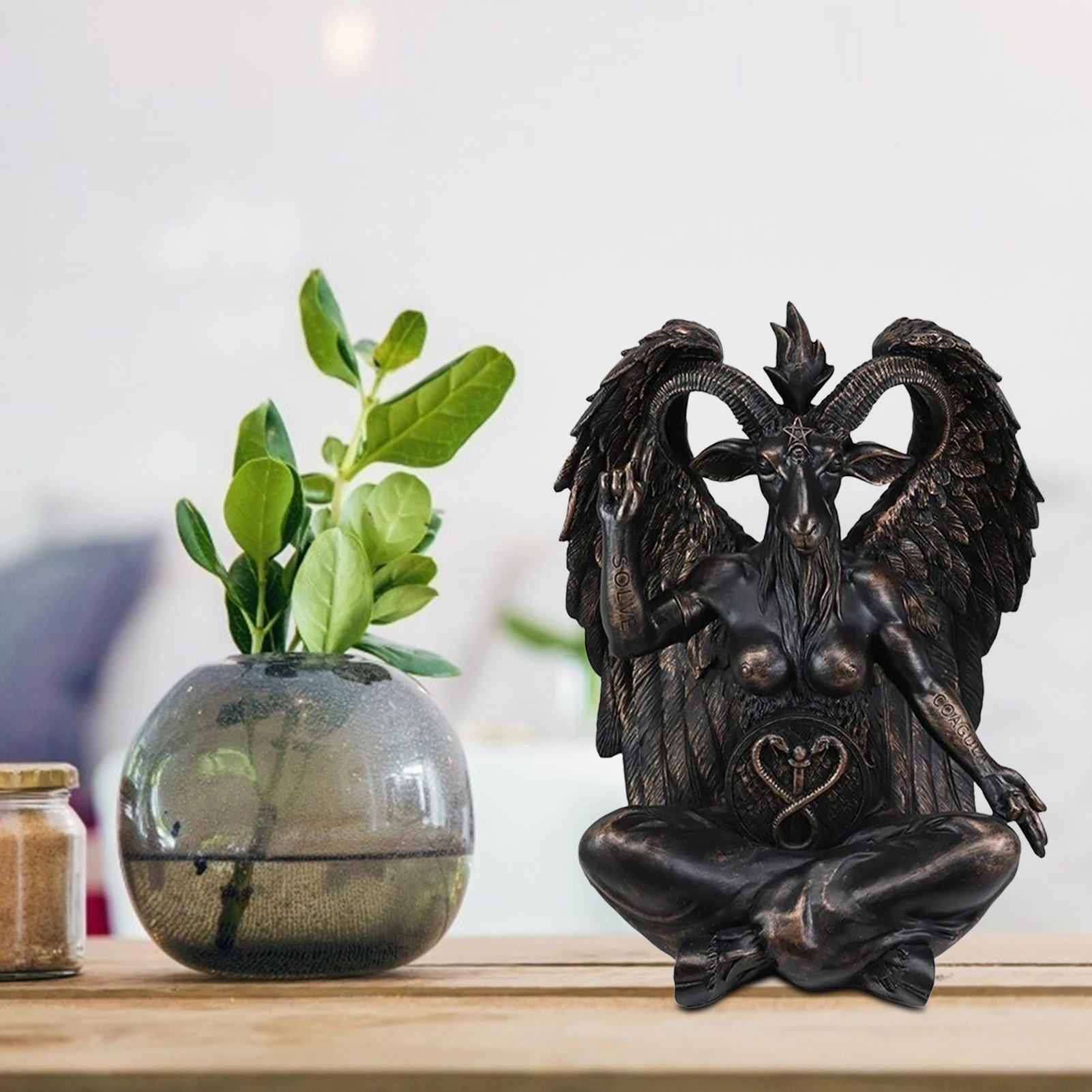 

Baphomet Satan Statue Black Satan Figurine Decoration Goat Baphomet Resin Statue With Exquisite Workmanship Religious Ornaments
