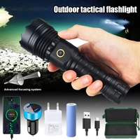 4500mah 4 core white ultra bright powerful led flashlight usb rechargeable zoom torch tactical flash lamp long shot waterproof