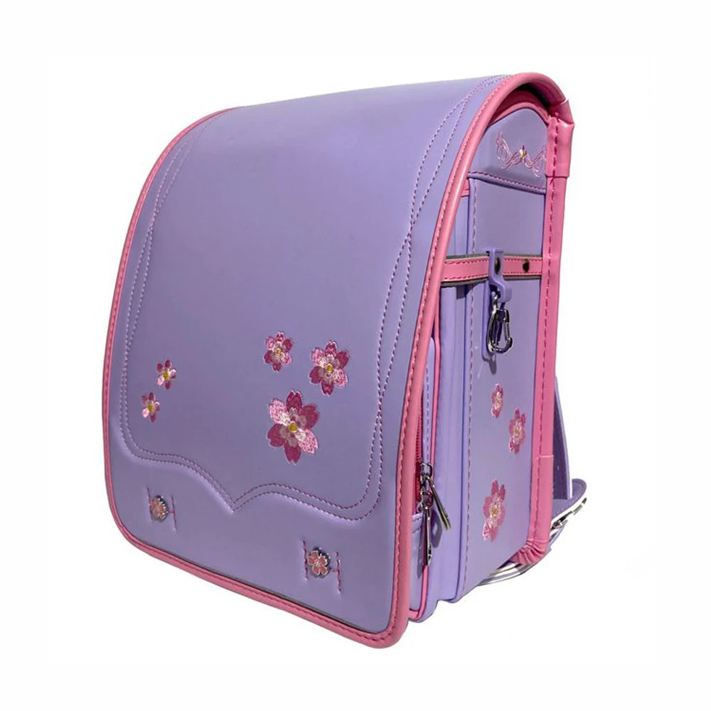 Ортопедический школьный ранец для девочек, детский японский рюкзак из искусственной кожи с вышивкой и цветами, роскошная школьная сумка, 2022