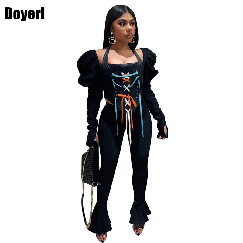 

Соблазнительный комплект из двух предметов, наряды для женщин, подходящие комплекты, зимняя праздничная одежда, укороченный топ и расклеше...