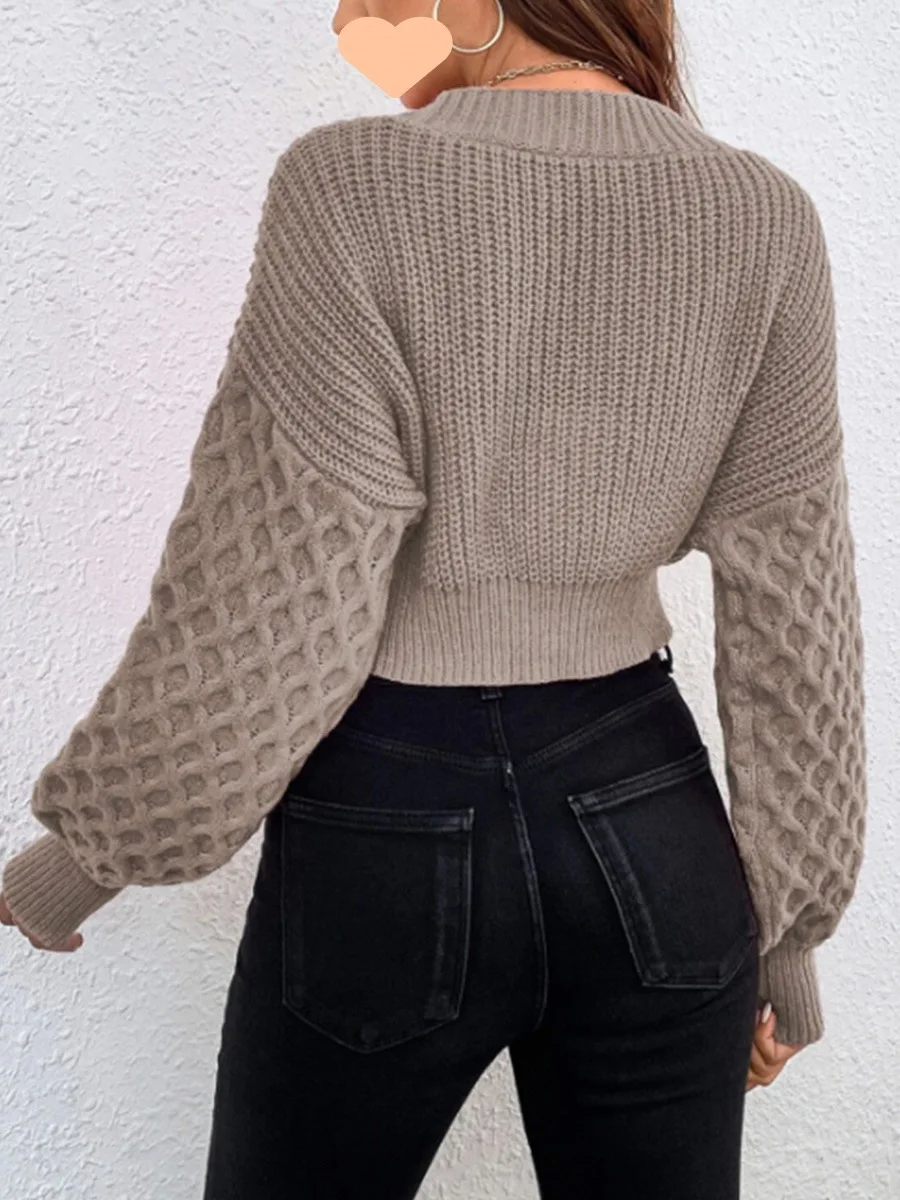 Женский Кардиган С Рукавами-фонариками Повседневный Свободный Свитер В