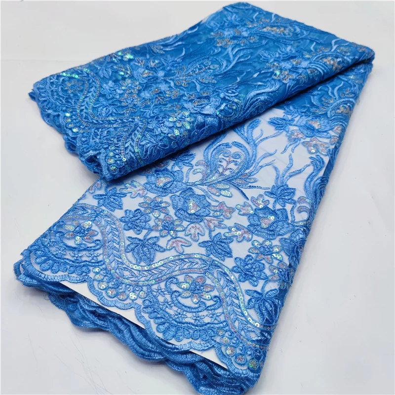 Синяя африканская кружевная ткань 2022 Высококачественная нигерийская Кружевная