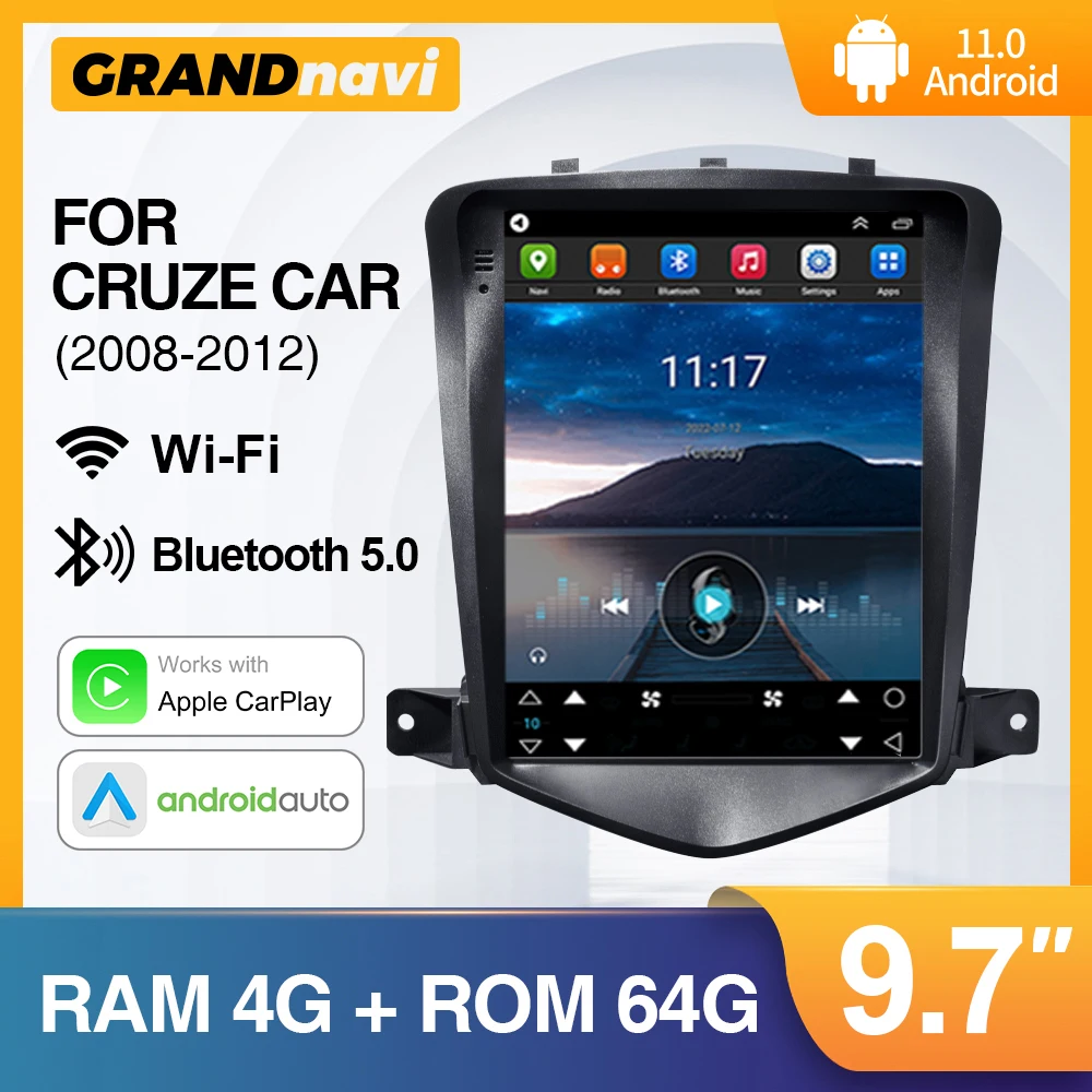 

Grandnavi 9.7" Car Radio for Chevrolet Cruze J300 2008-2012 Multimedia Player Android 11 GPS 2din Carplay Auto Stereo Head Unit