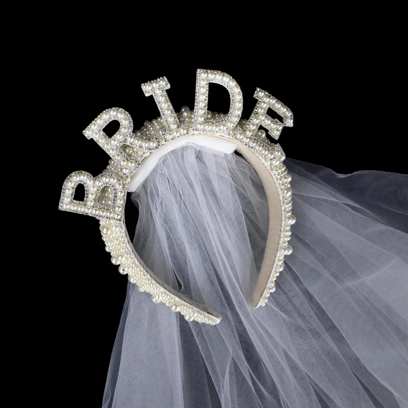 

1Pc Wedding Bridal Headwear Simulated Pearl Crown Headband Bridal Shower Decor Bachelorette Wedding Party Decoration