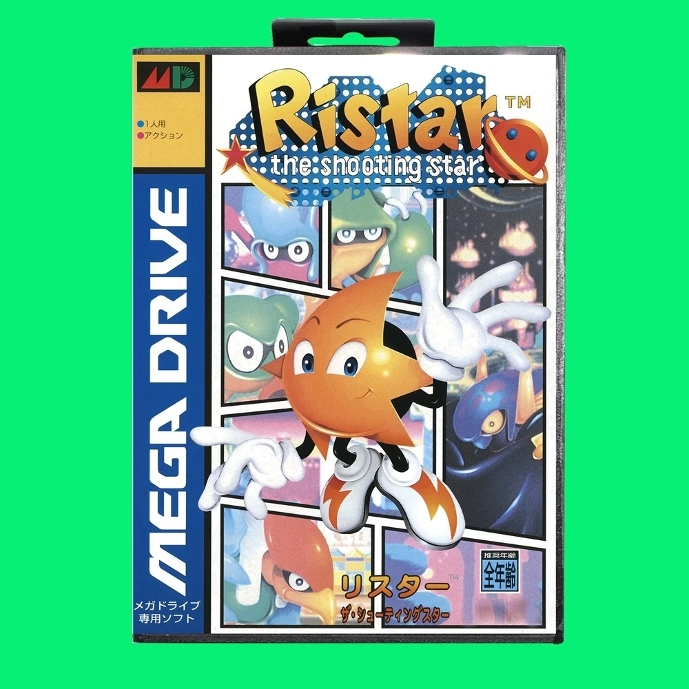 Игровой картридж Ristar 16-битная игровая карта MD с крышкой JP розничная коробка для