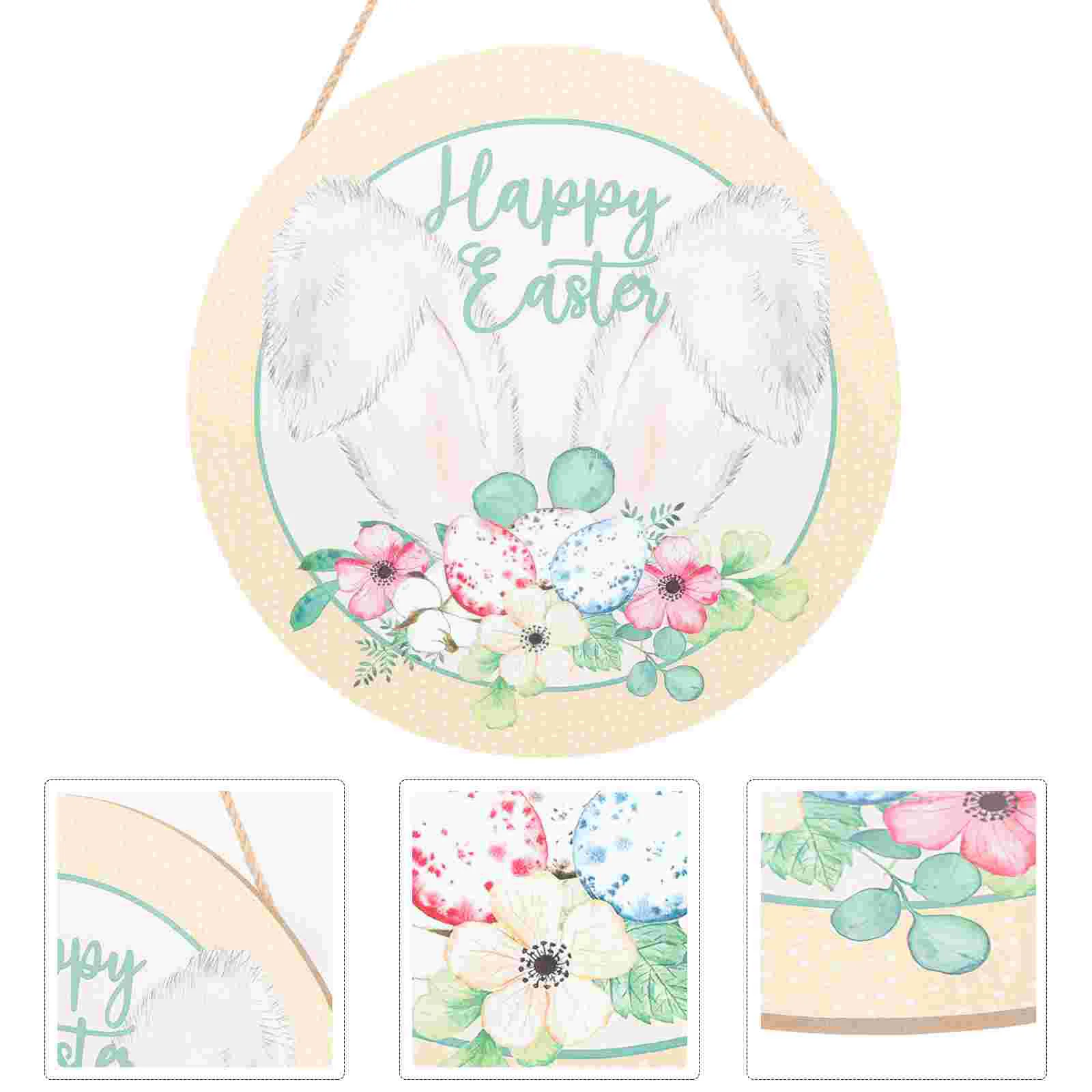 

Easter Sign Wood Happy Door Hanging Plaque Decoration Bunny Wall Pendant Day Decor Party Rustic Farmhouse Spring Hanger Hangers