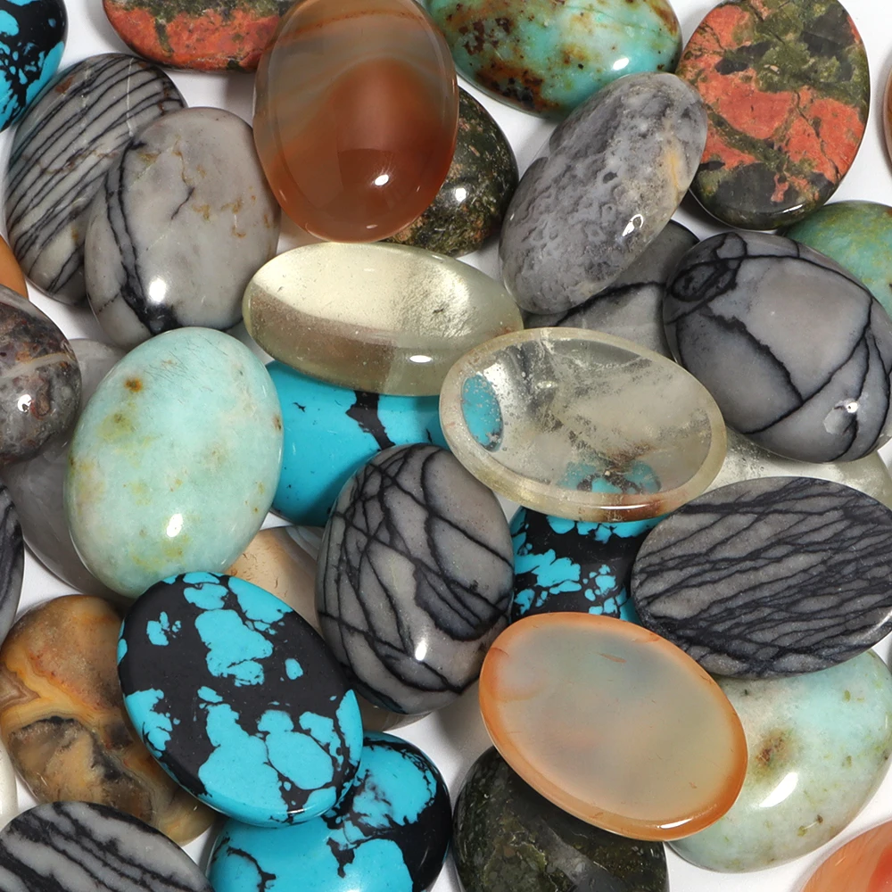 Овальные бусины из натурального камня кабошон 18x5 мм 2 шт