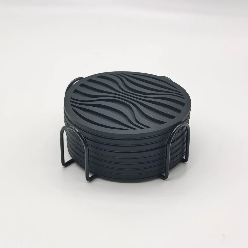 

Многоразовые подставки для напитков, устойчивые к высоким температурам, черные изолированные подставки, противоскользящие с держателем, круглые подставки