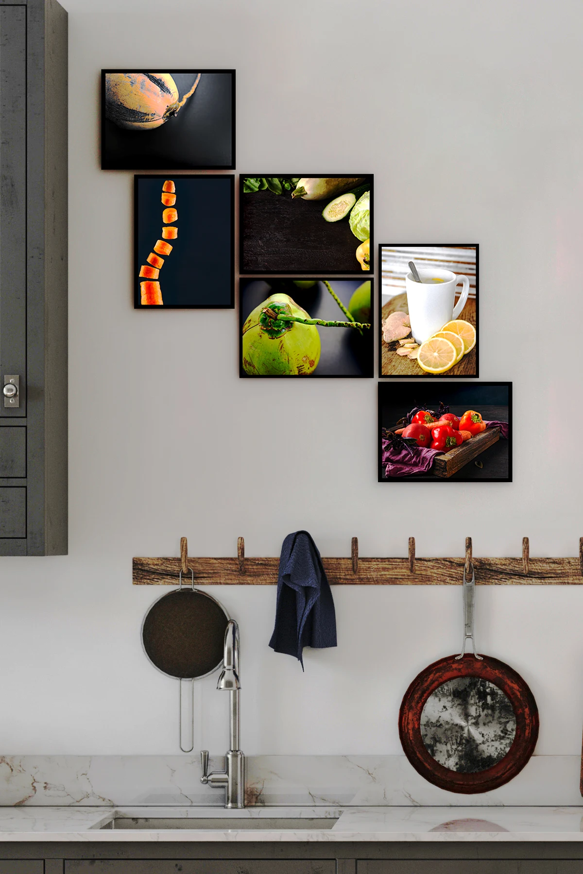 

Rimless Frame Looking Kitchen Gastronomy Temalı 6 Parts Mdf Table Kit Multi Print Mdf Printing