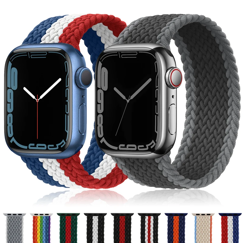 

Braided Solo Loop Nylon Strap For Apple Watch band 45mm 44mm 40mm 38mm 42mm Belt Bracelet Watchband iWatch Series 7 6 SE 5 4 3