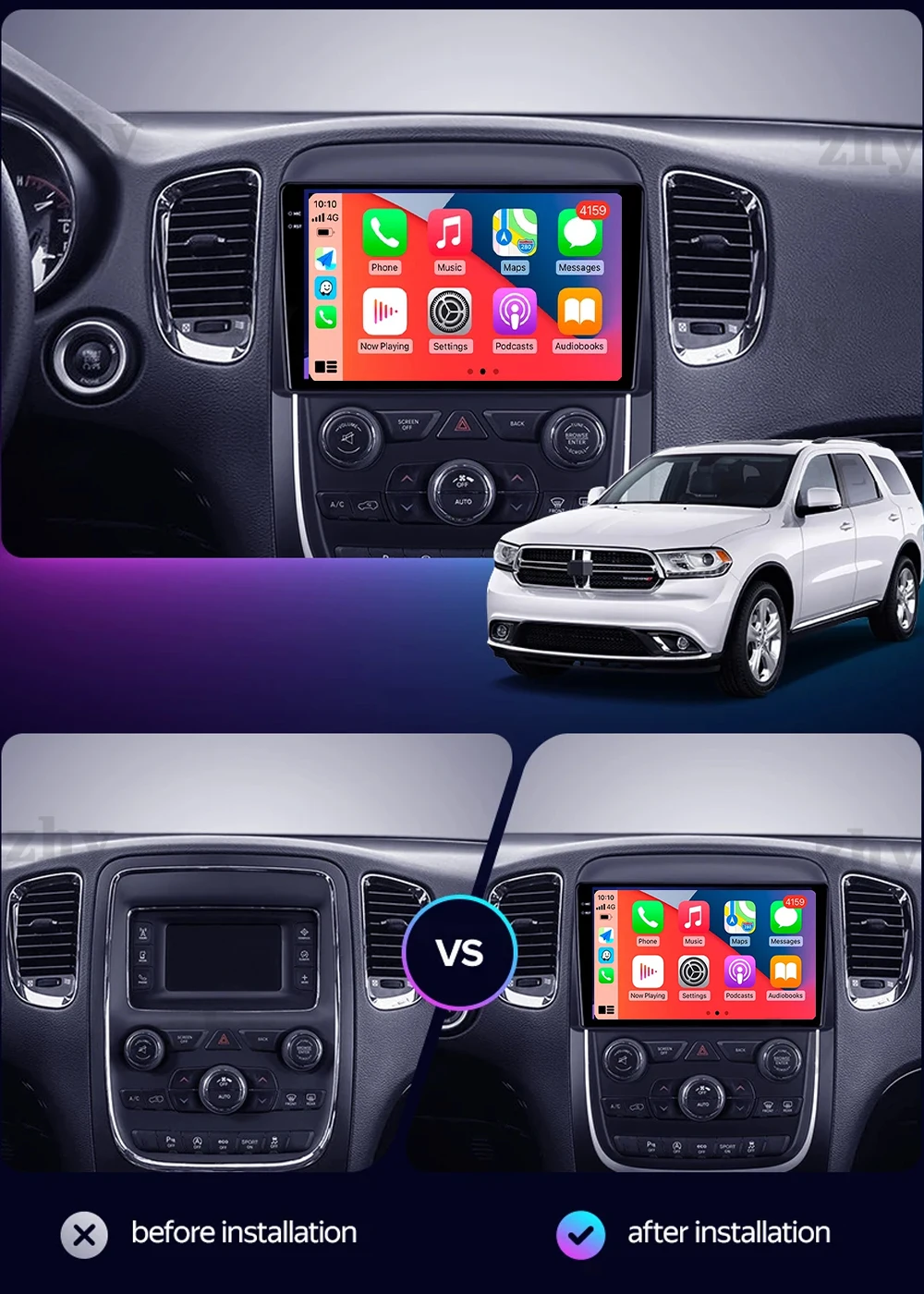 Автомагнитола на Android 14 мультимедийный видеоплеер Для Dodge Durango 3 WD 2013-2020