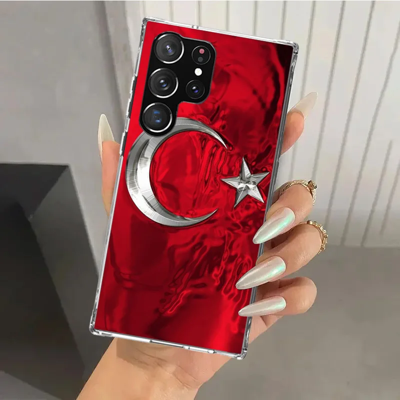 Турецкий флаг чехол для телефона Samsung Galaxy S24 S23 S22 S21 Ultra S20 FE S10 Plus S10E S9 S8 + S7 Edge мягкий