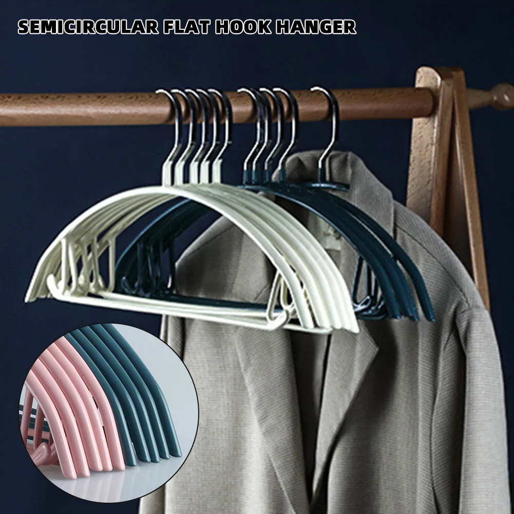 

3PCS Adult Hangers Dip Plastic Semi-Circular Flat Hook Hangers Multi-Functional Recess Design Space Saving Storage Rack