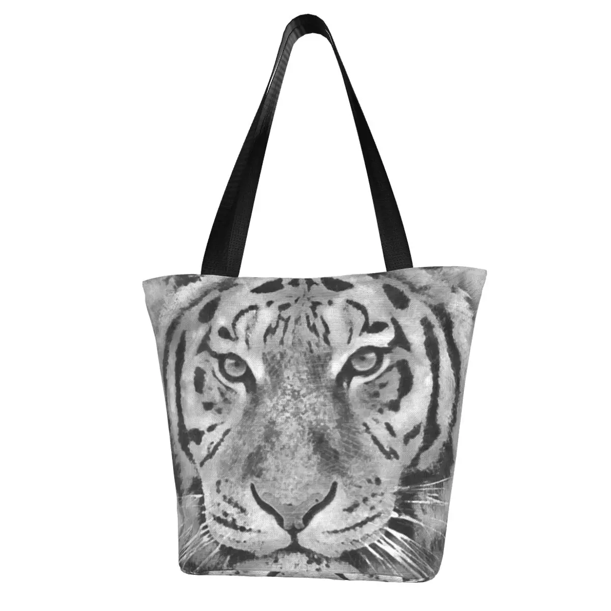 

Tiger Watercolor Shopping Bag Animal Student Bulk Handbags Retro Cloth Shopping Bags