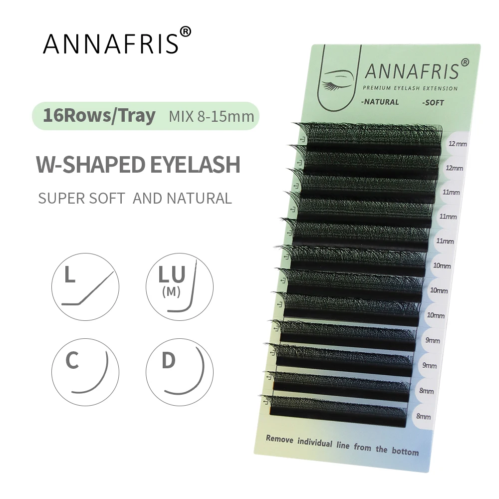 Фото Ресницы Накладные ANNAFRIS L/LU/M 3D W, натуральные, мягкие, автоматические, для наращивания №1