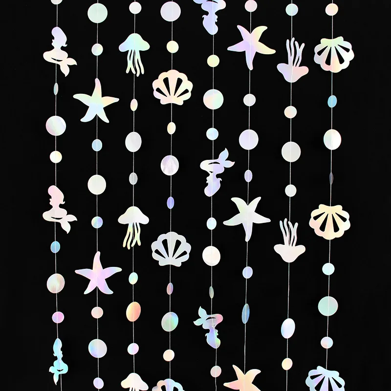 

4.5m Jellyfish Starfish Shell Garland Under The Sea Party Kids Mermaid Birthday Party Supplies Baby Shower Favors Hanging Banner