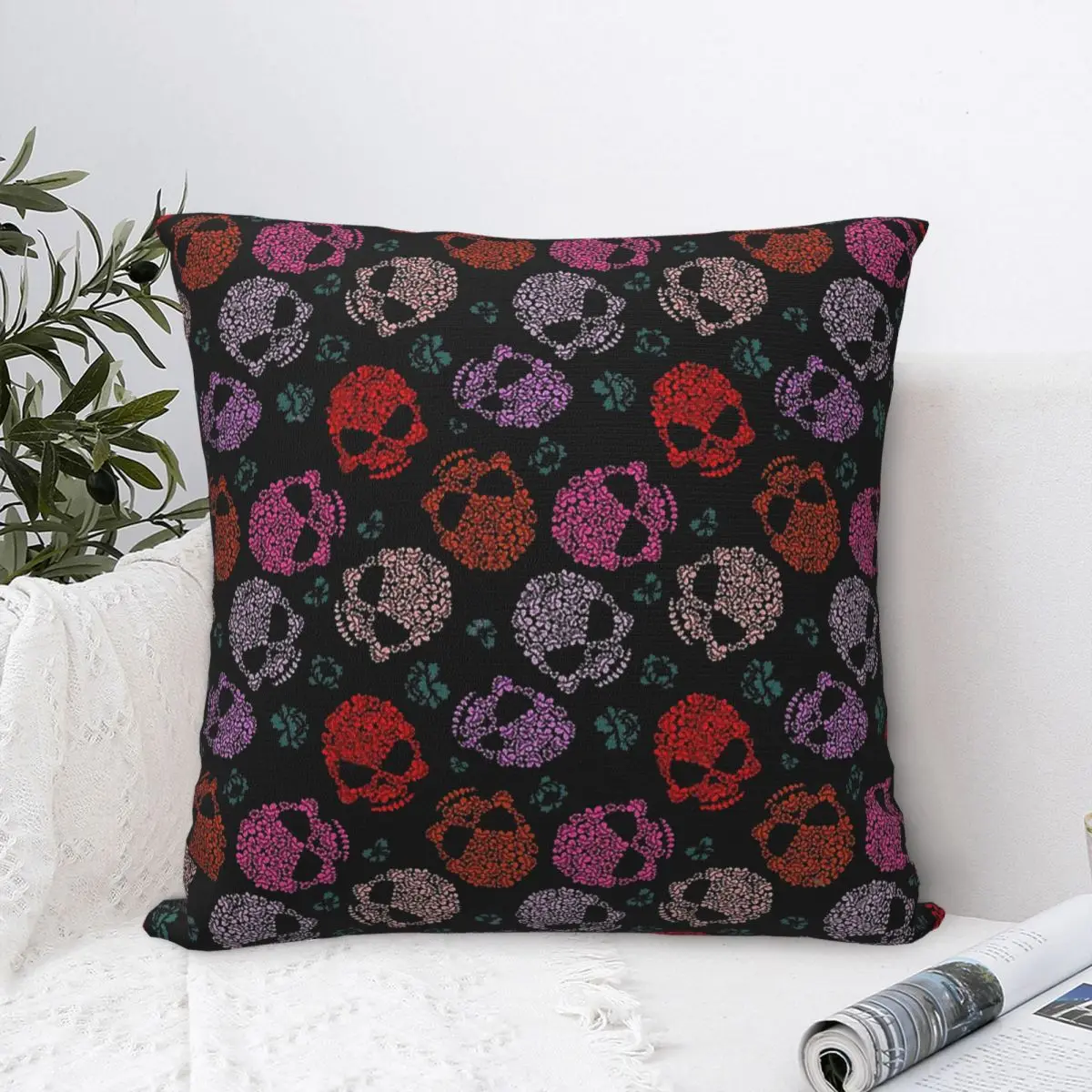 

Bones Made Of Roses Throw Pillow Case Flower And Skulls Sad And Only Beautiful Cushion Home Sofa Chair Decorative Hug Pillowcase