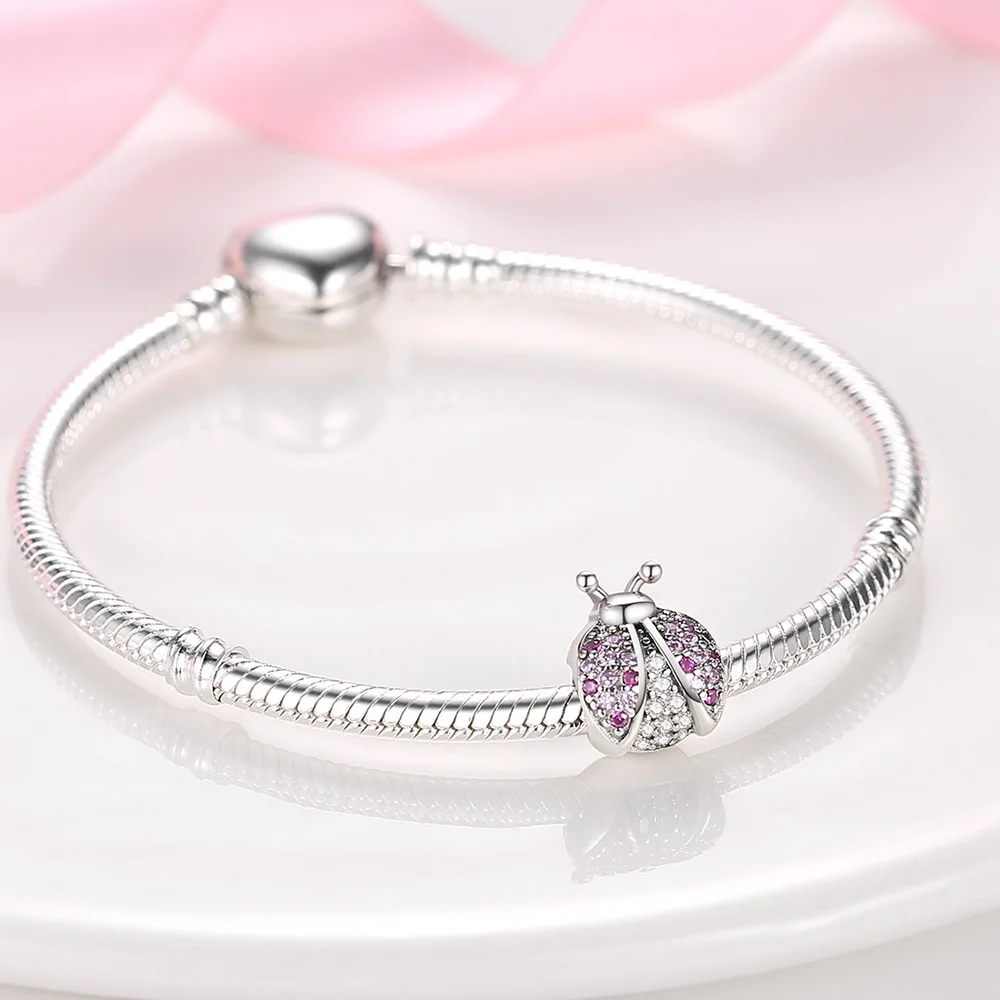 Лидер продаж яркие серебряные подлинные Гламурные божьи коровки девушка луна