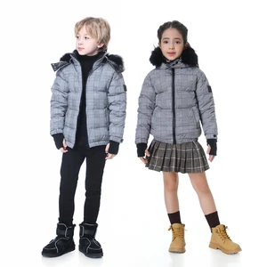 2022 Fashion plaid super warm winter coat thicken high quality filling down boys girls jacket + natu in USA (United States)