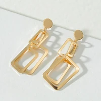 modern jewelry square drop earrings hot sale vintage temperament metal golden color hanging dangle earrings for women gifts