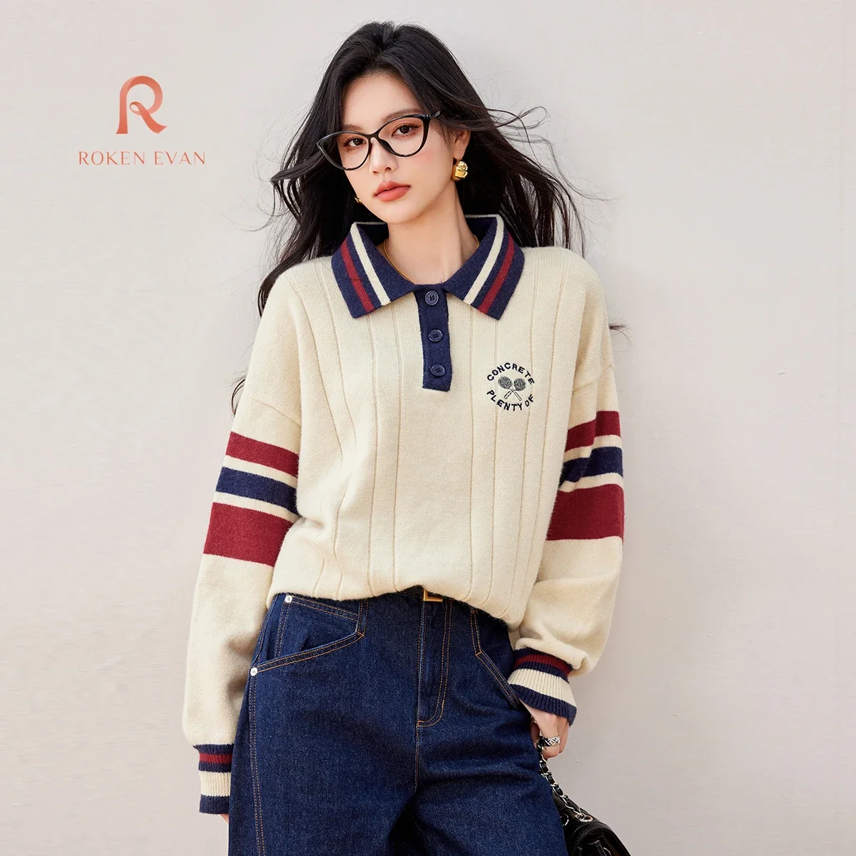 ROKEN EVAN 2024 осенний женский школьный корейский модный дизайн топ с длинными