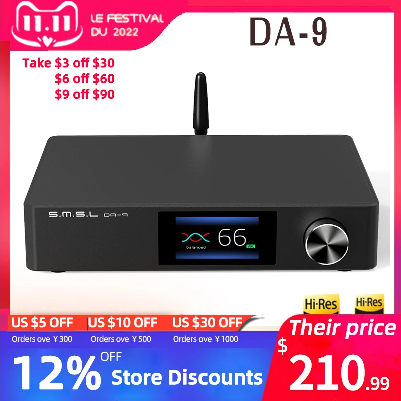 

SMSL DA-9 High Quality Power Amplifier Bluetooth 5.0 Amp APT- X Support DA9 with Remote Control SU-9 SH-9