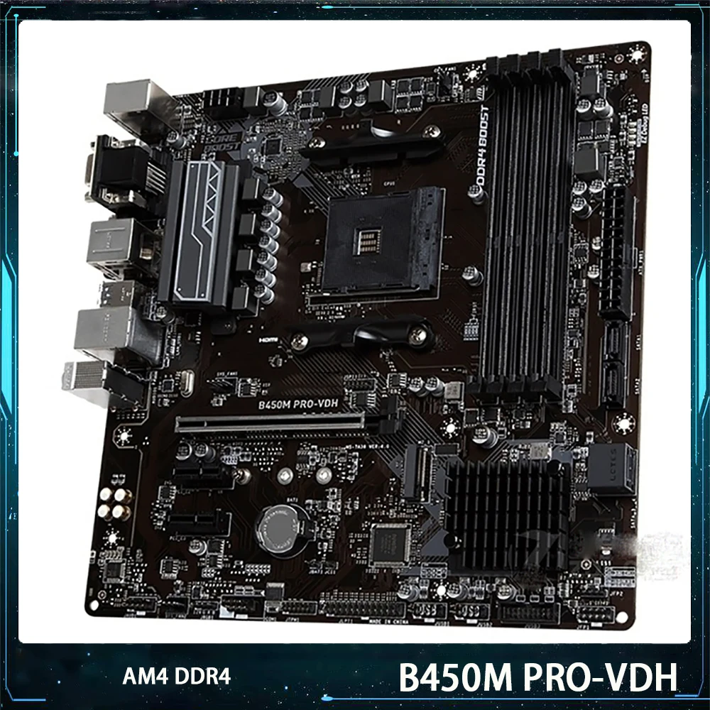 

100% Working For Msi B450M PRO-VDH Desktop Motherboard AMD AM4 DDR4 64GB SATA3 M.2 USB3.1 Gen1 Micro ATX Original Quality