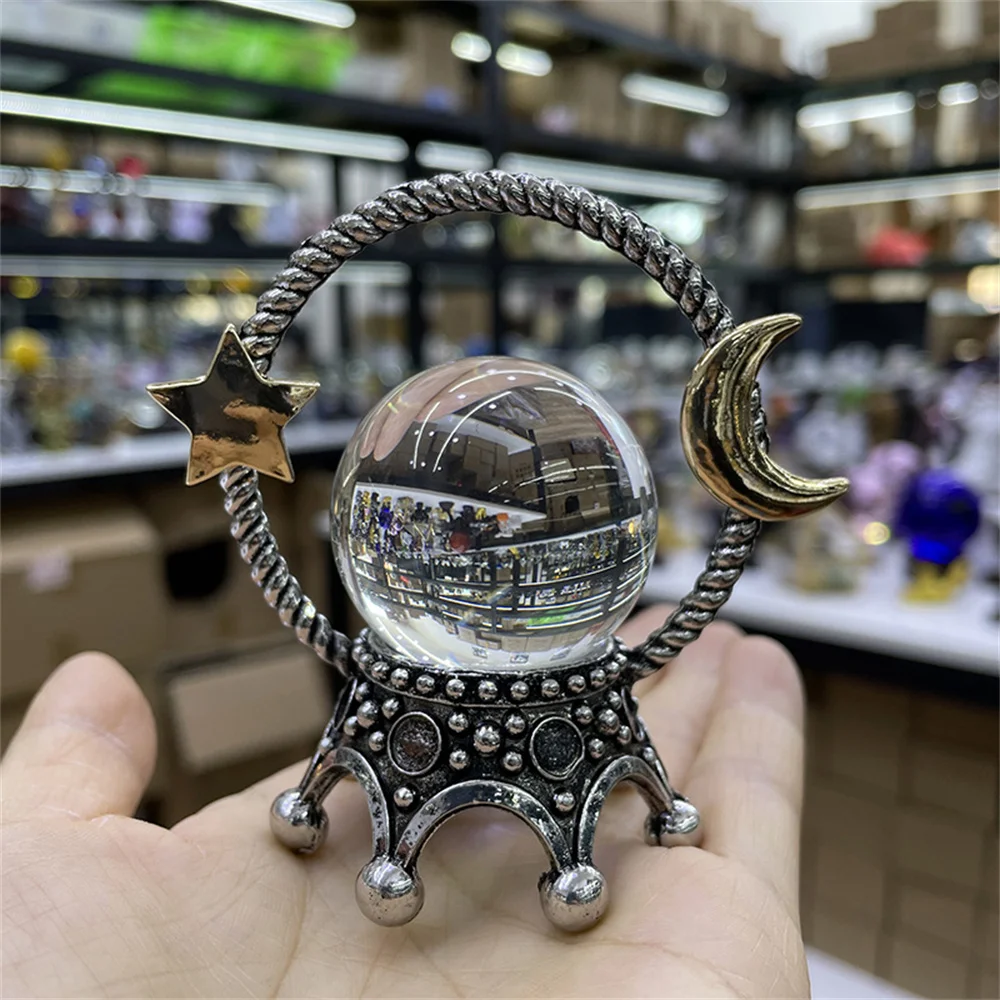 

Metal Crystal Ball Stand Star Moon Crown 2022 New Decoration Magic Ball Display Stand Desktop Decoration Photography Props