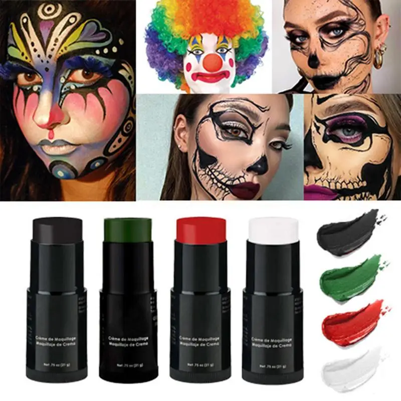 

4 Colors Eye Black Stick Body Face Paint Stick Face Makeup Eye Painting Stick For Halloween Party Special Cosplay Effect