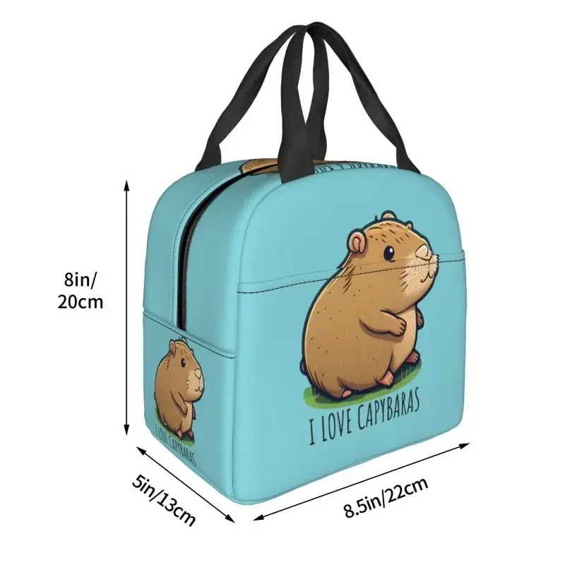 Изолированная сумка для обеда I Love Capybara гигантская милая портативная