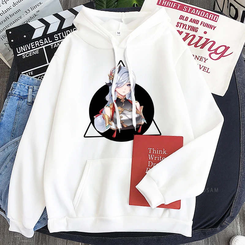 Милые толстовки с рисунком Genshin в стиле пэчворк мужские пуловеры женские длинным