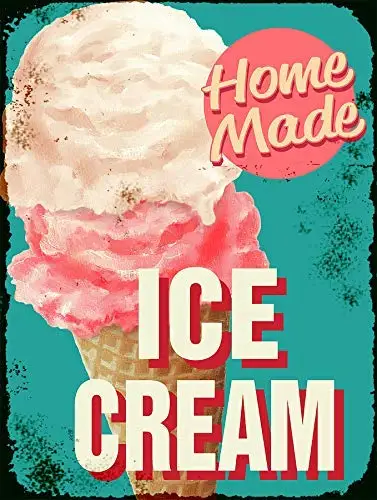

SLALL Made Ice Cream Retro Street Sign Household Metal Tin Sign Bar Cafe Car Motorcycle Garage Decoration Supplies