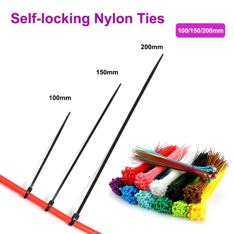 

100 шт. самоблокирующиеся пластиковые стяжки на молнии 100 150 200 мм обертка для прокладки кабеля натуральный пластик кабельная стяжка DIY органайзер для застежки кабеля