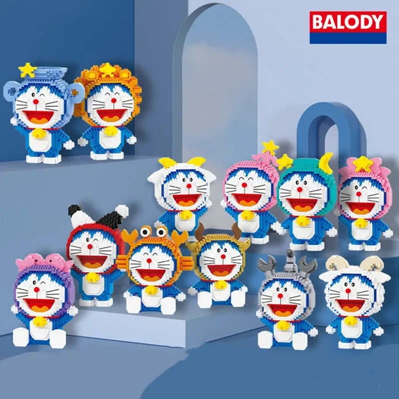 

BALODY Genuine Doraemon Twelve Constellations Building Blocks Cartoon Figures Hand Toys Gifts for Boyfriends and Boyfriends