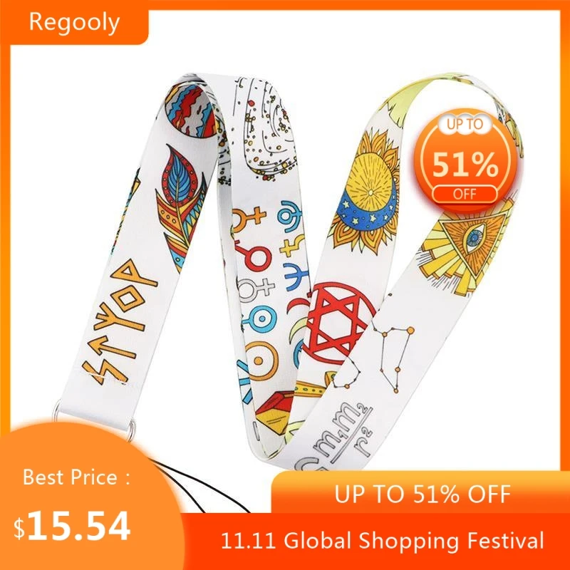 

30pcs Egyptian celestial bodies Lanyard Badge ID Mobile Phone Rope Key Lanyard Neck Straps Accessories webbings ribbons