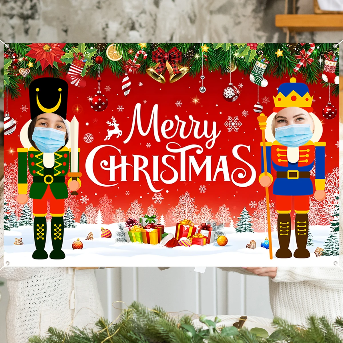 Рождественский фон украшение с Рождеством для дома 2024 Navidad Kerst Noel рождественский