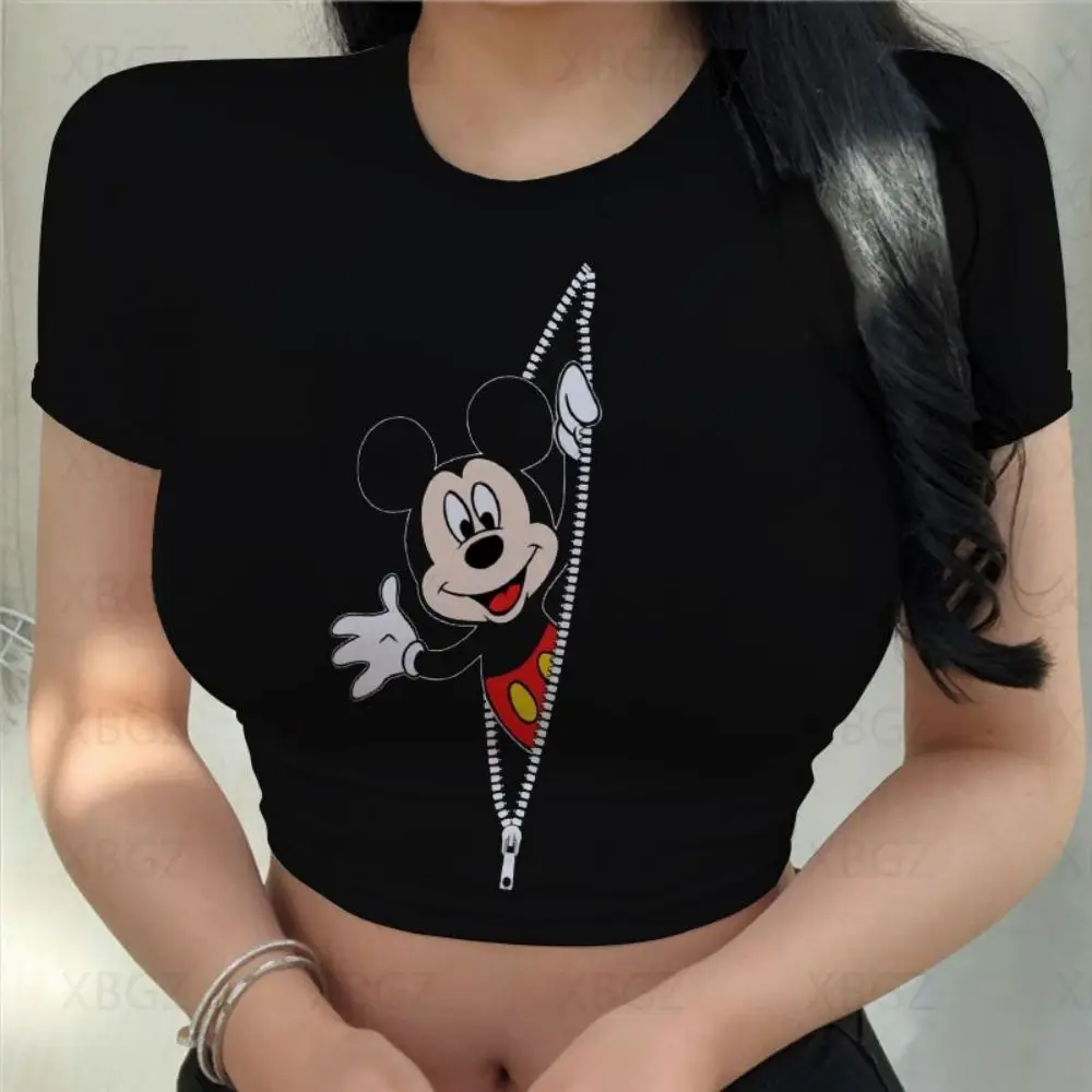 Модные женские блузки Минни Маус 2022 укороченный топ для вечерние приталенная