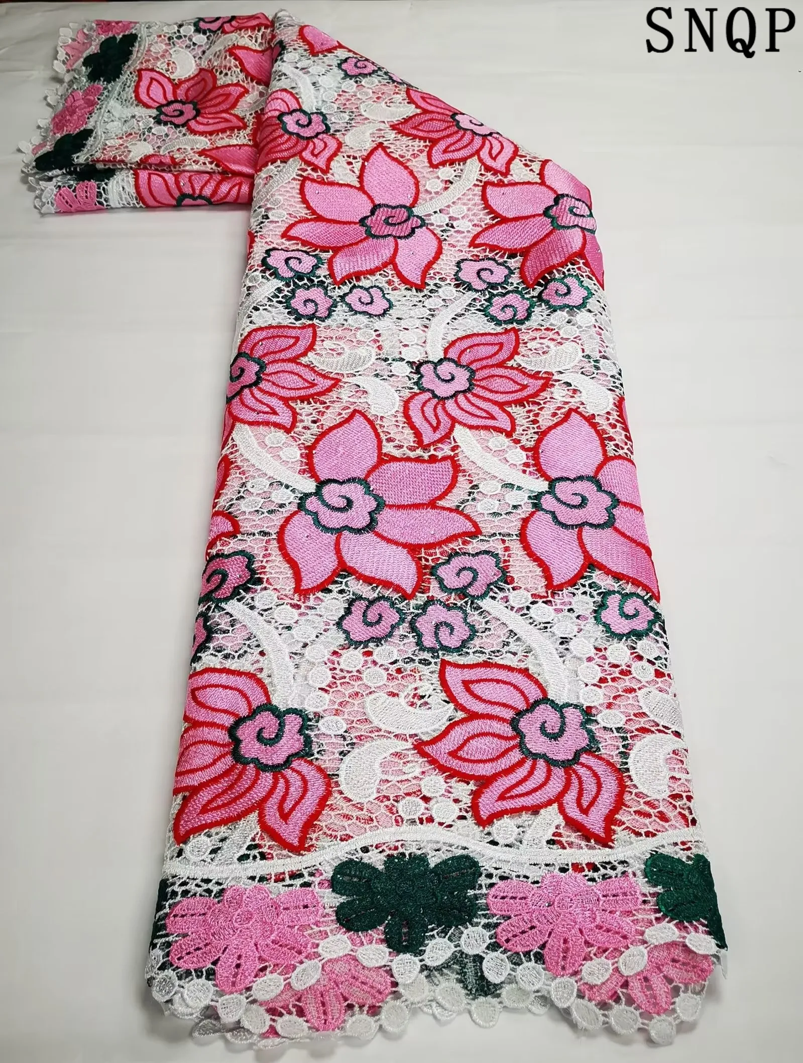 

2023 Latest African French Guipure Cord Lace Fabric Nigerian Net Water Soluble Cord Lace For Wedding Party Dress